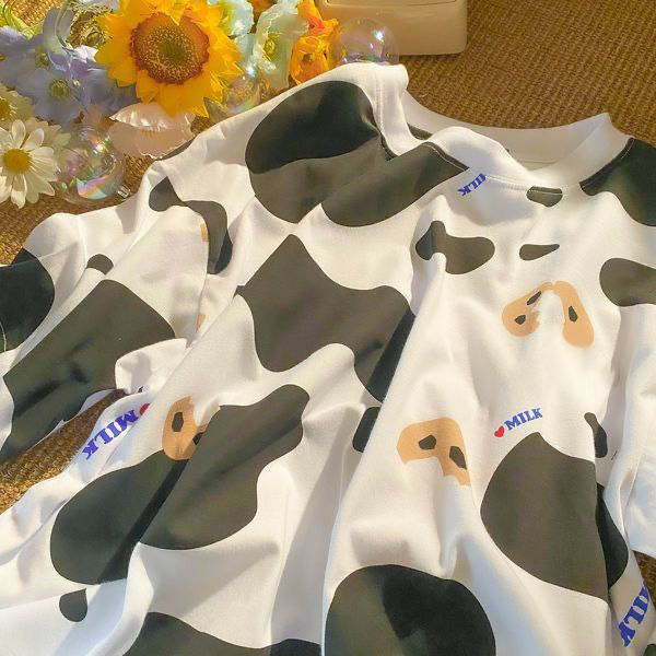 Summer Full Print Cartoon Bear Kawaii Short-Sleeved T-Shirt Loose Harajuku Casual