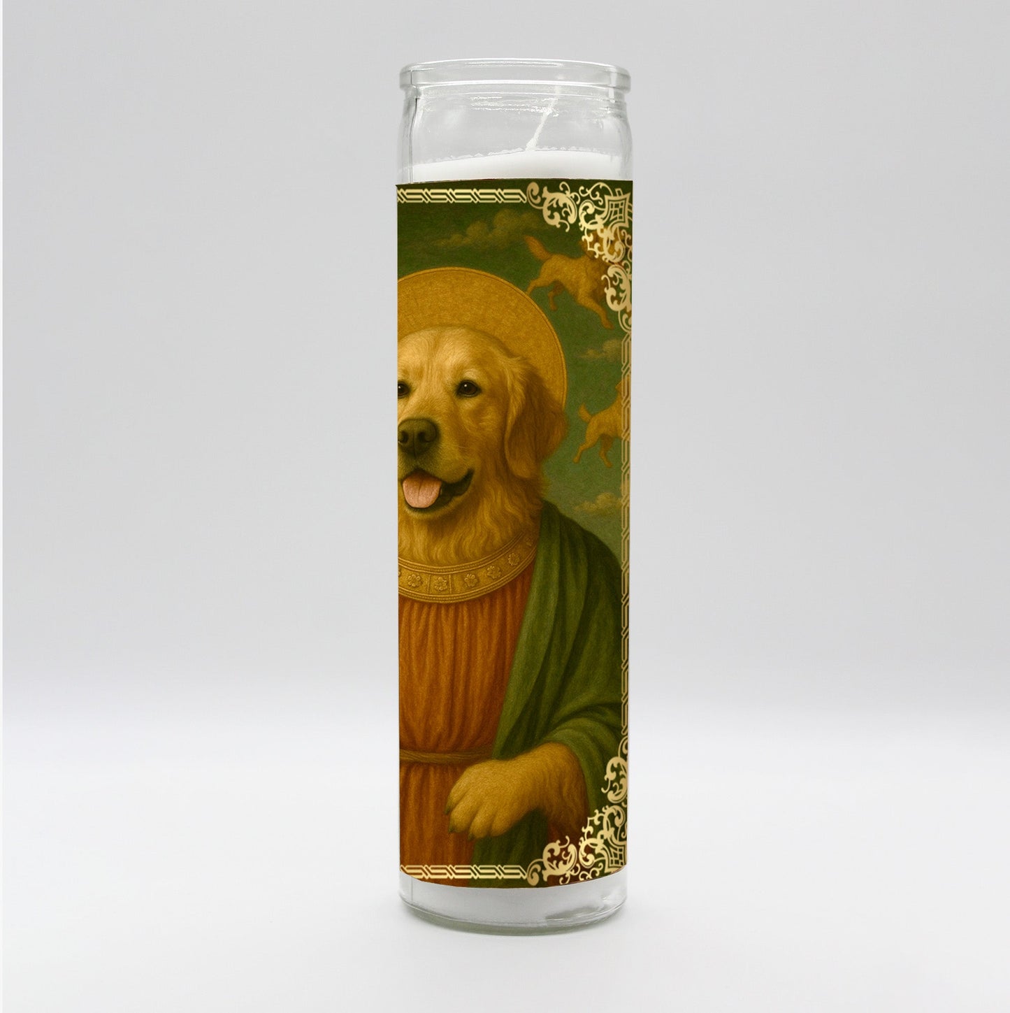 Saint Golden Renaissance Dog Candle