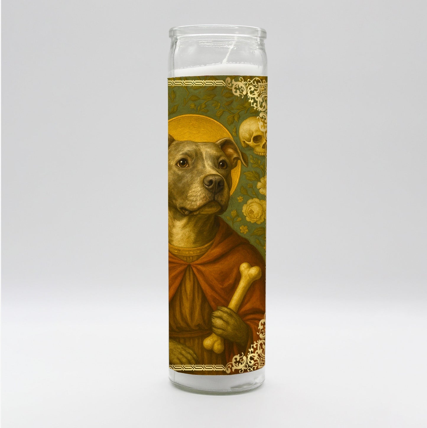 Saint Pitbull Renaissance Dog Candle