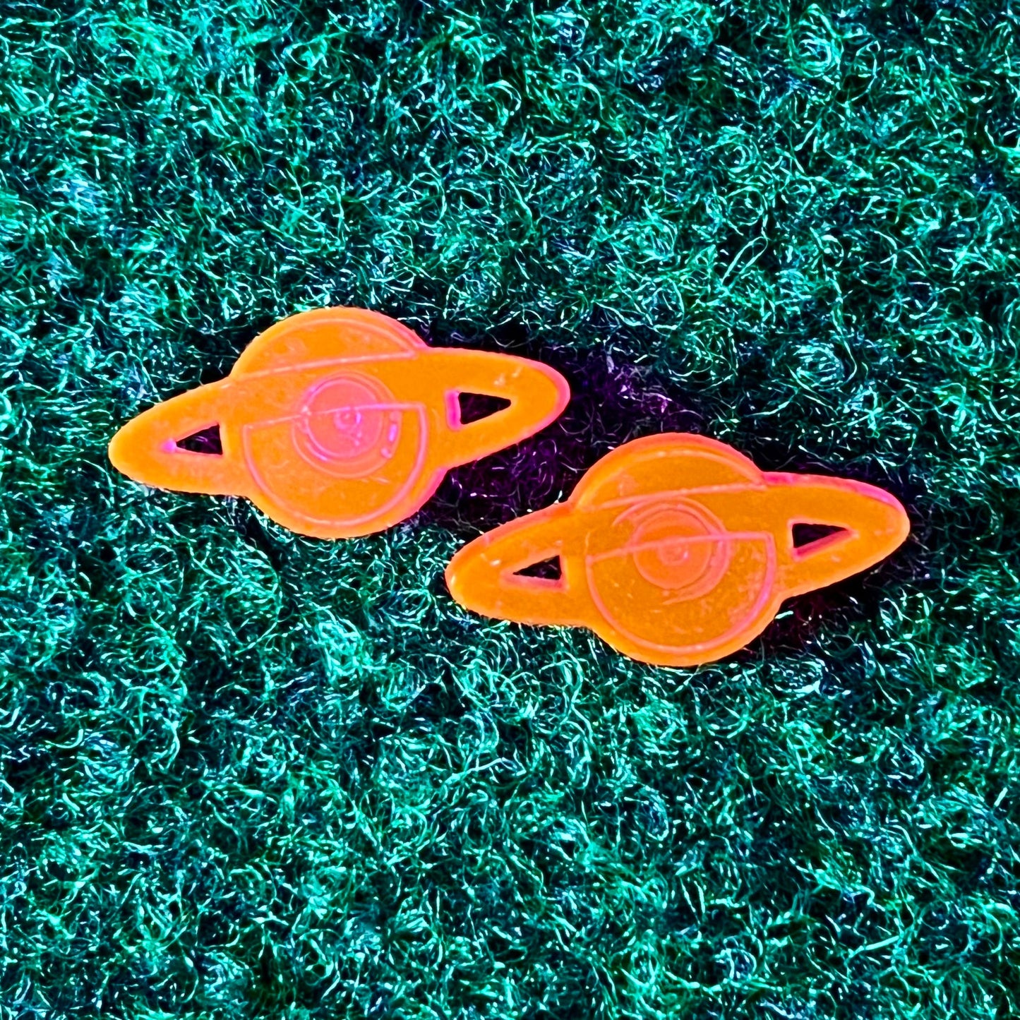 Planet Studs - Orange Flourescent