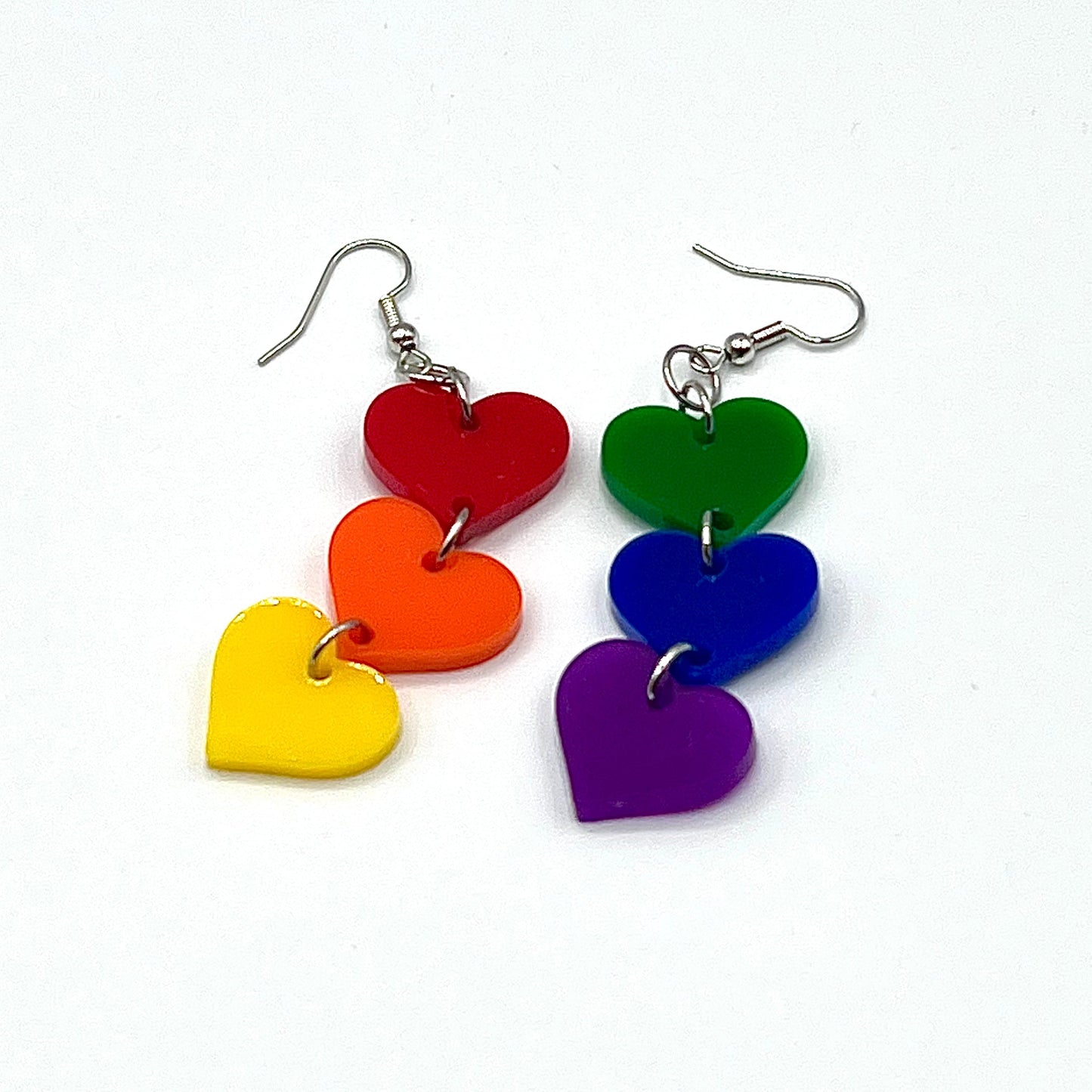 Rainbow Heart Dangle Earrings