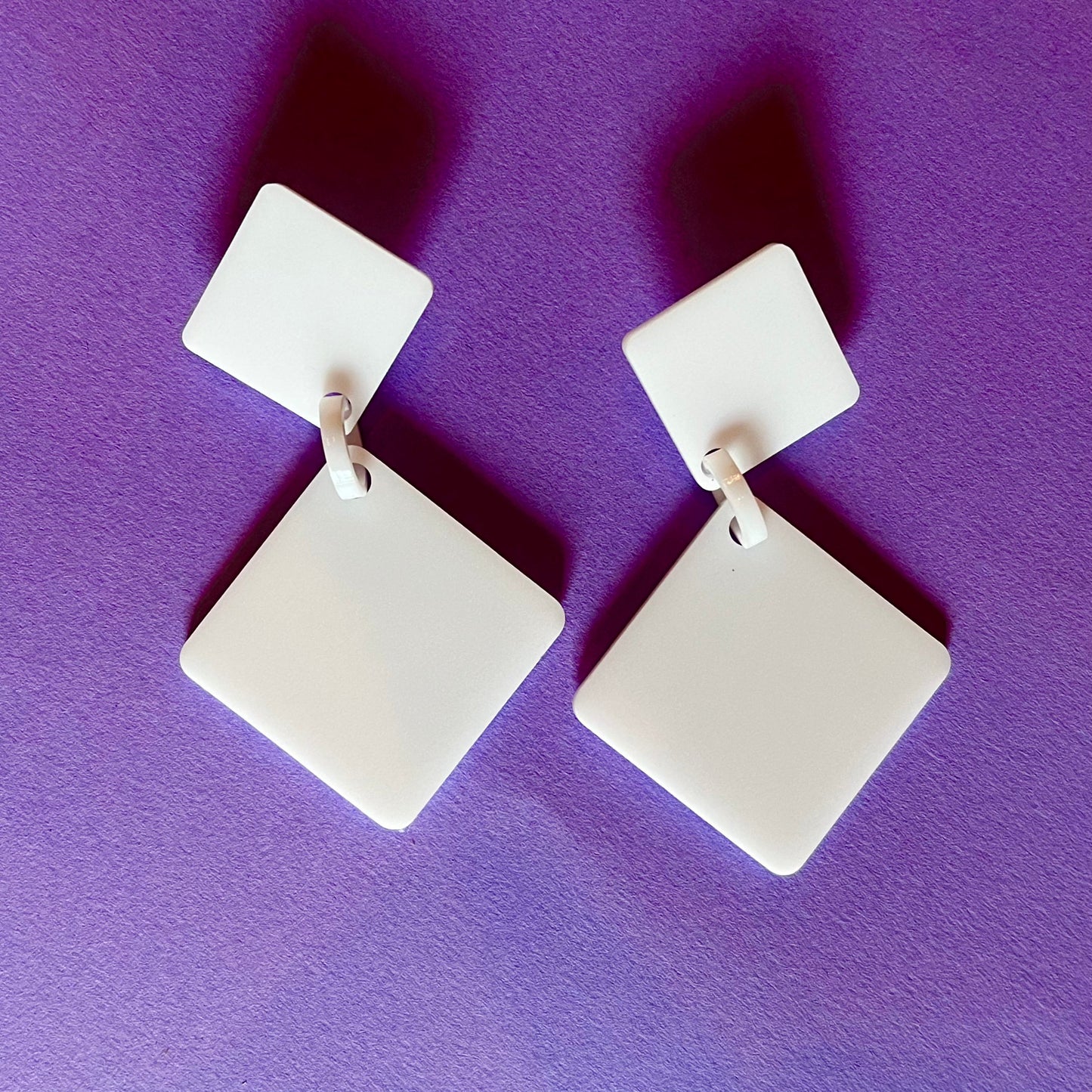 Diamond Drop Earrings - White