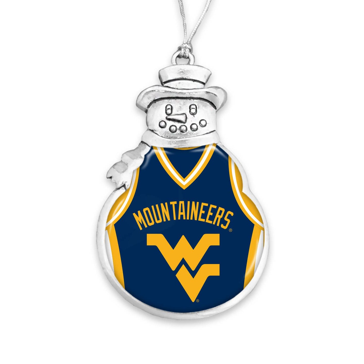 West Virginia Mountaineers Snowman Ornament With Basket