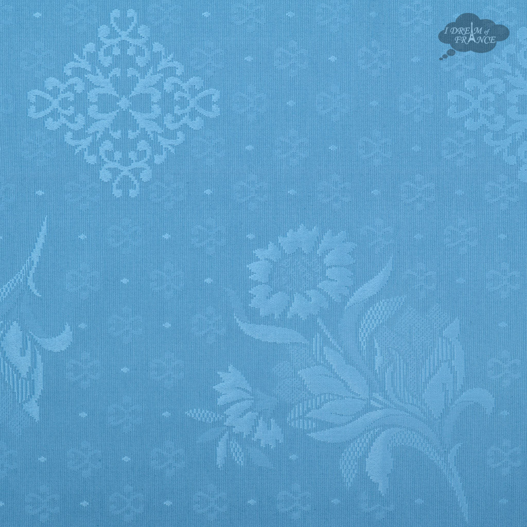 62" Square Moustiers Blue Matelassé Tablecloth by Tissus Toselli