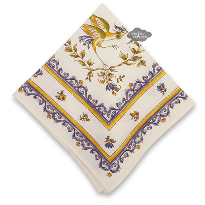French Provencal napkin - Cotton - Moustiers blue & cream | Tissus Toselli