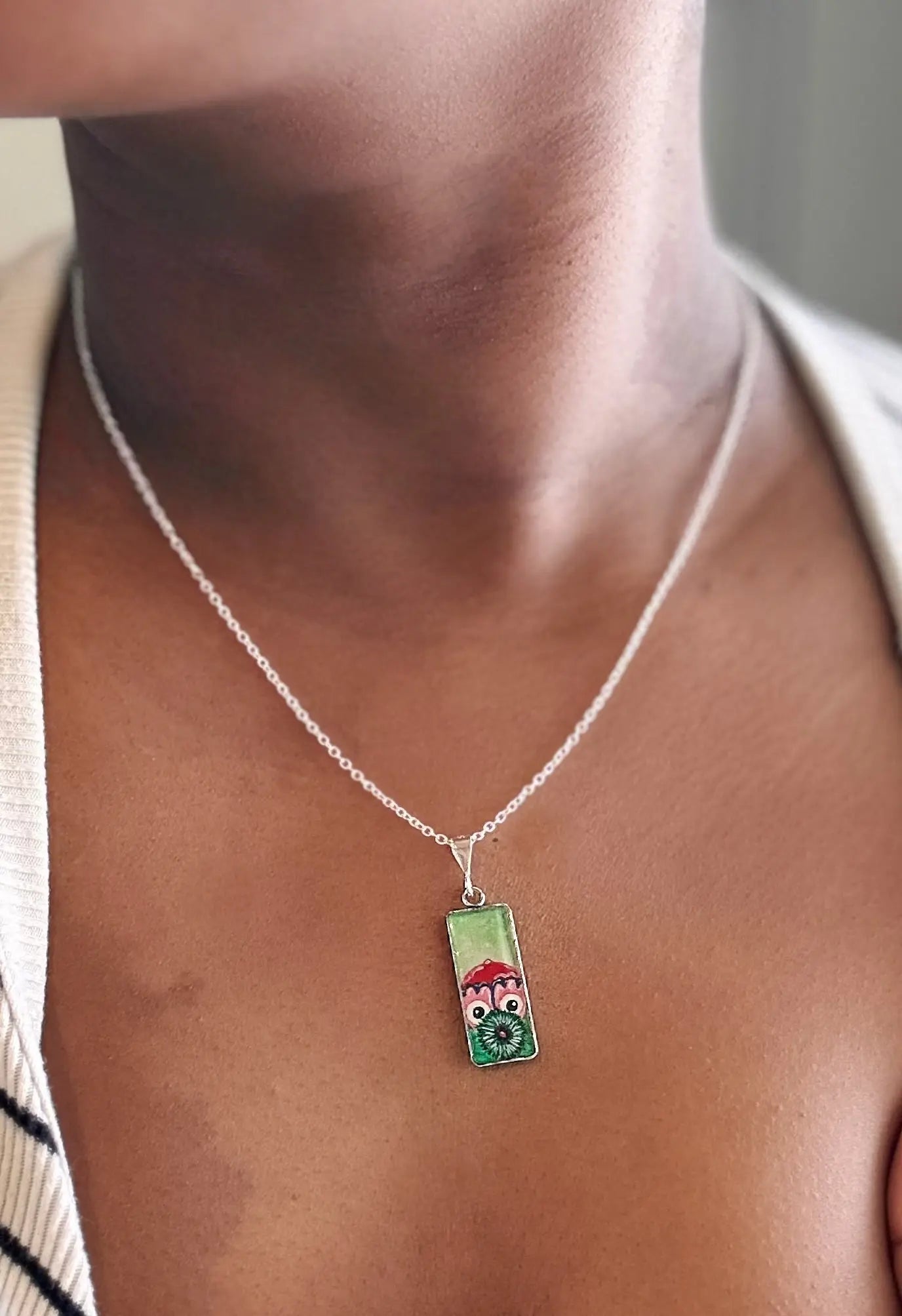 Large Hand-Painted Phillies Phanatic Pendant Necklace