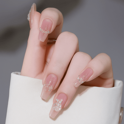 24-Piece Press On Nails Set – Fake Crystal Nails with Glue