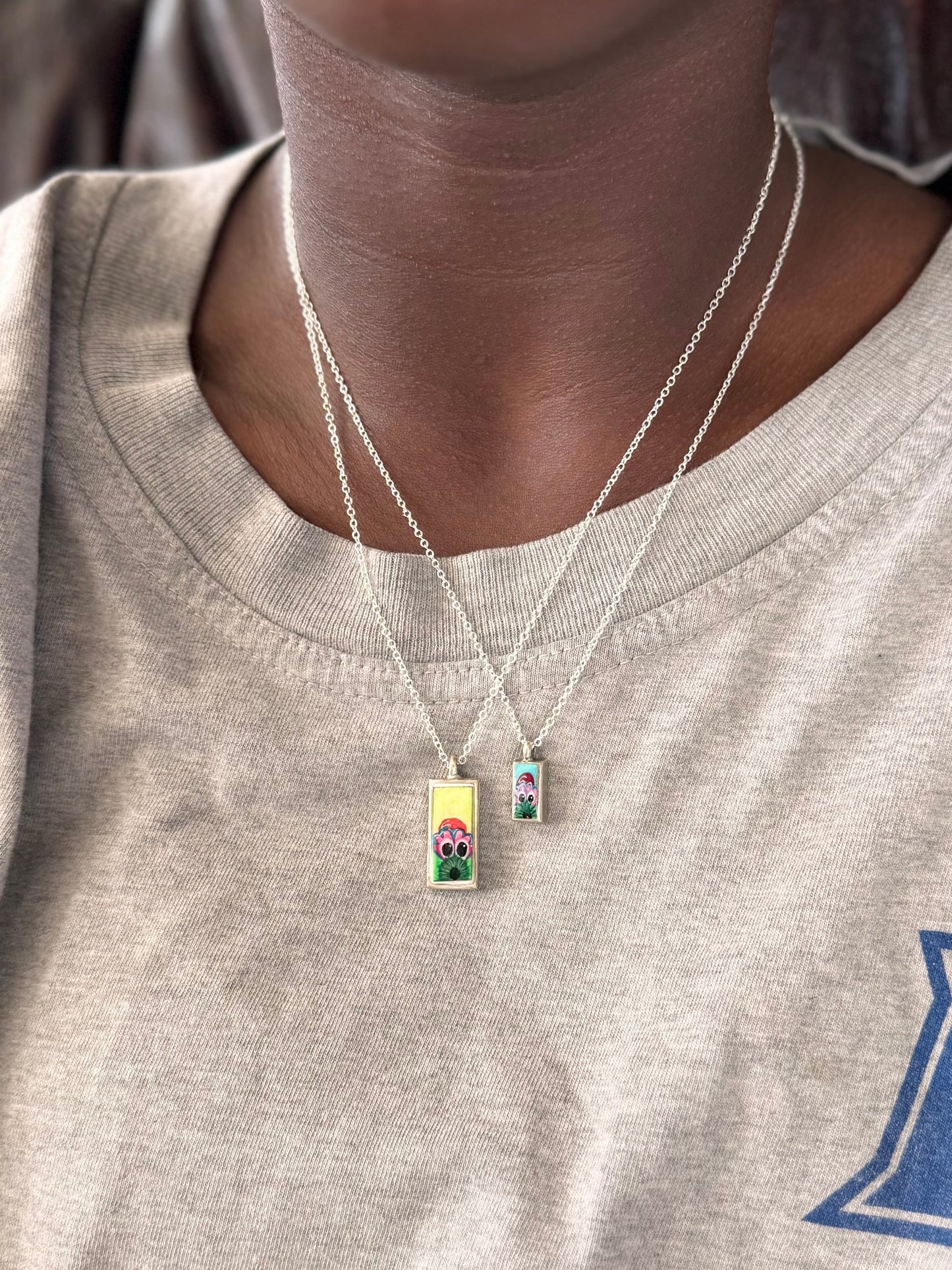 Baby Peeking Phanatic | Hand-Painted Pendant Necklace