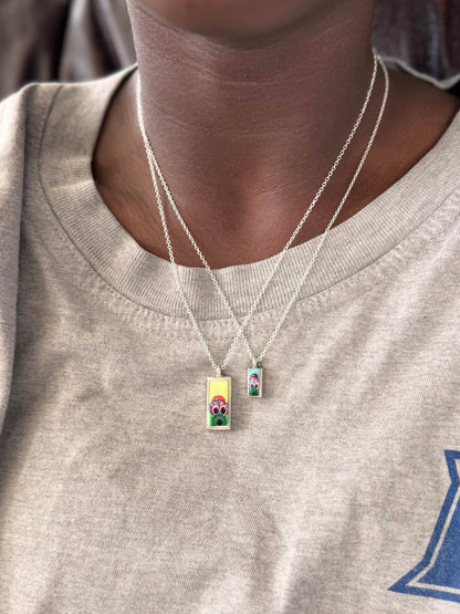 Baby Peeking Phanatic | Hand-Painted Pendant Necklace