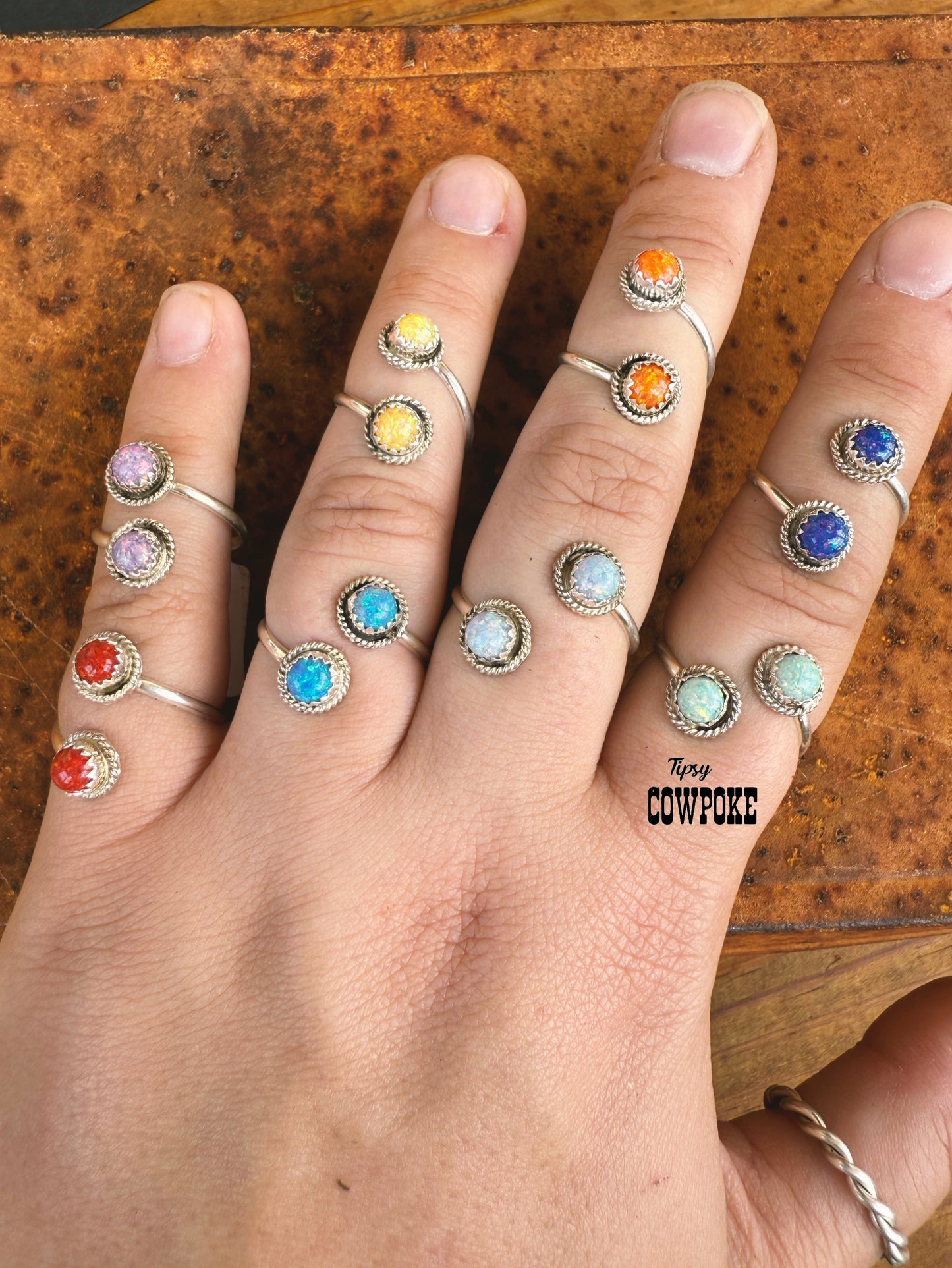 Double Daisy Yellow Opal Adjustable Ring
