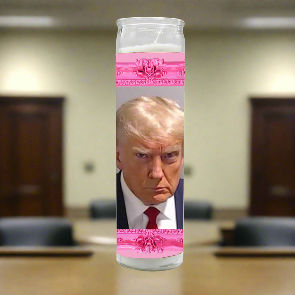 Saint Donald Mugshot Candle