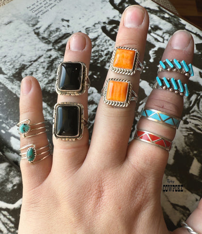 Black Onyx Rectangle Size 6&6.5 Ring