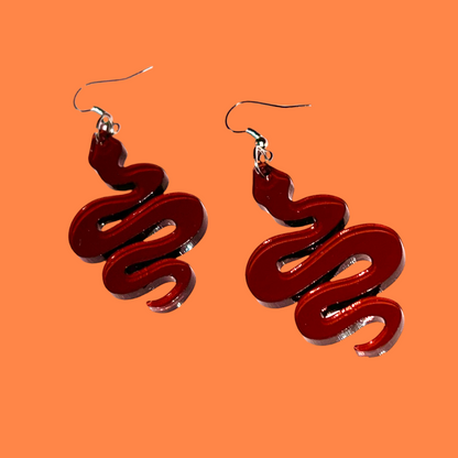 Snake Earrings - Mauve
