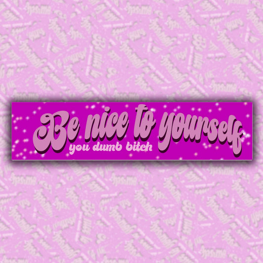 Be Nice To Yourself (You Dumb Bitch) Bumper Sticker