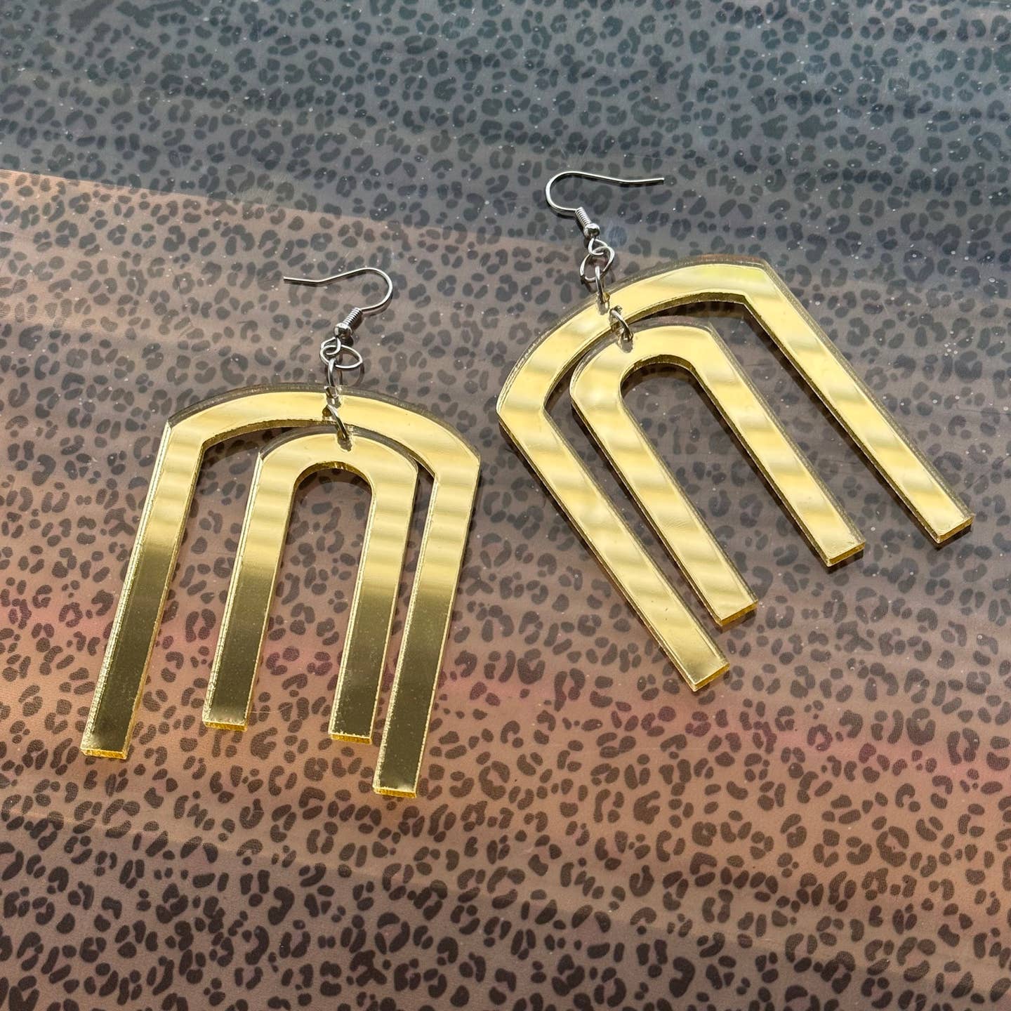 Double Arch Gold Mirror Earrings
