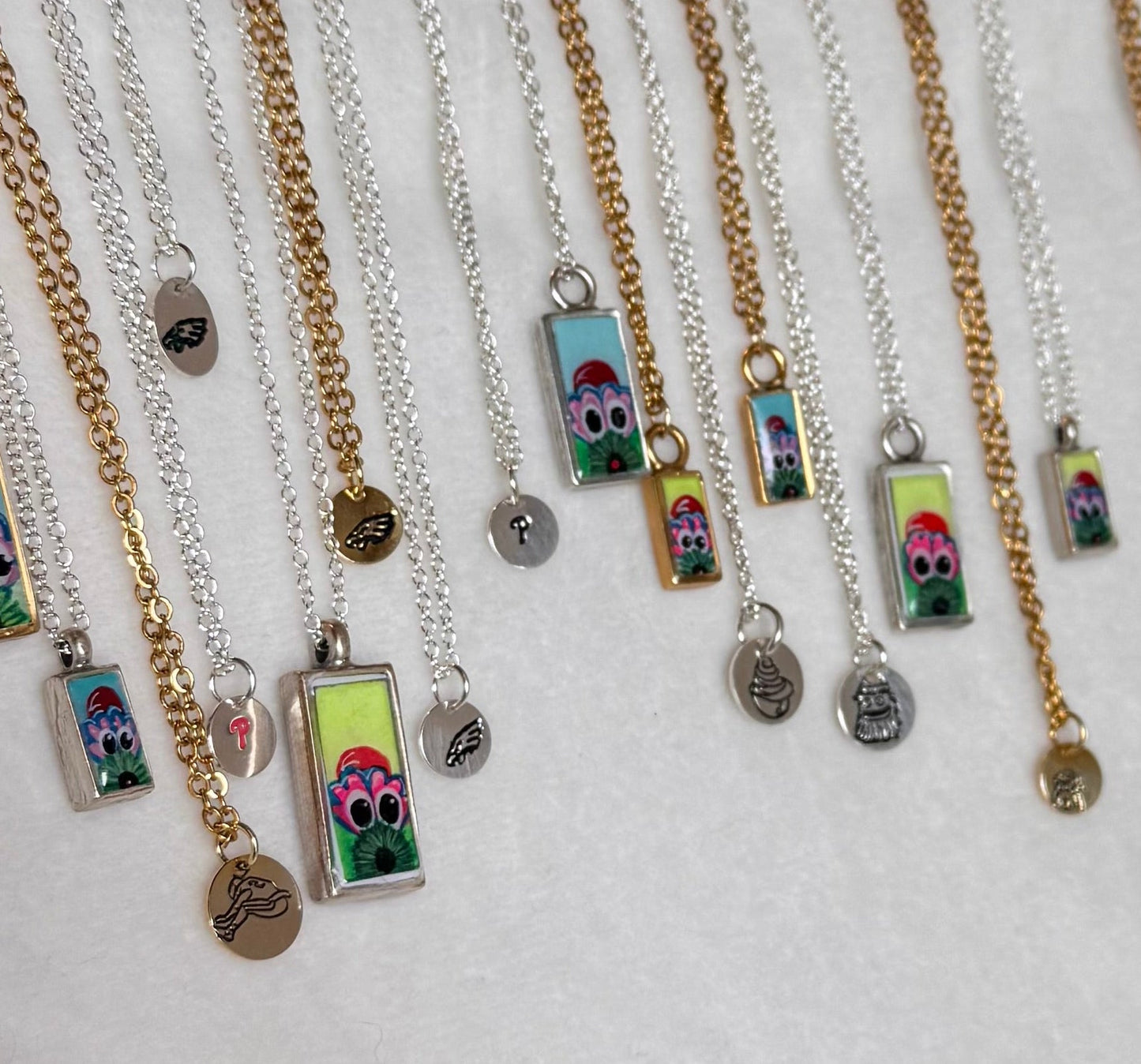 Baby Peeking Phanatic | Hand-Painted Pendant Necklace