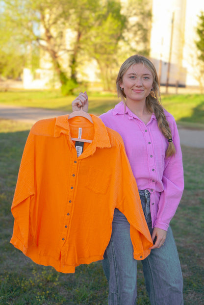 Mauve - Button Down Linen Top