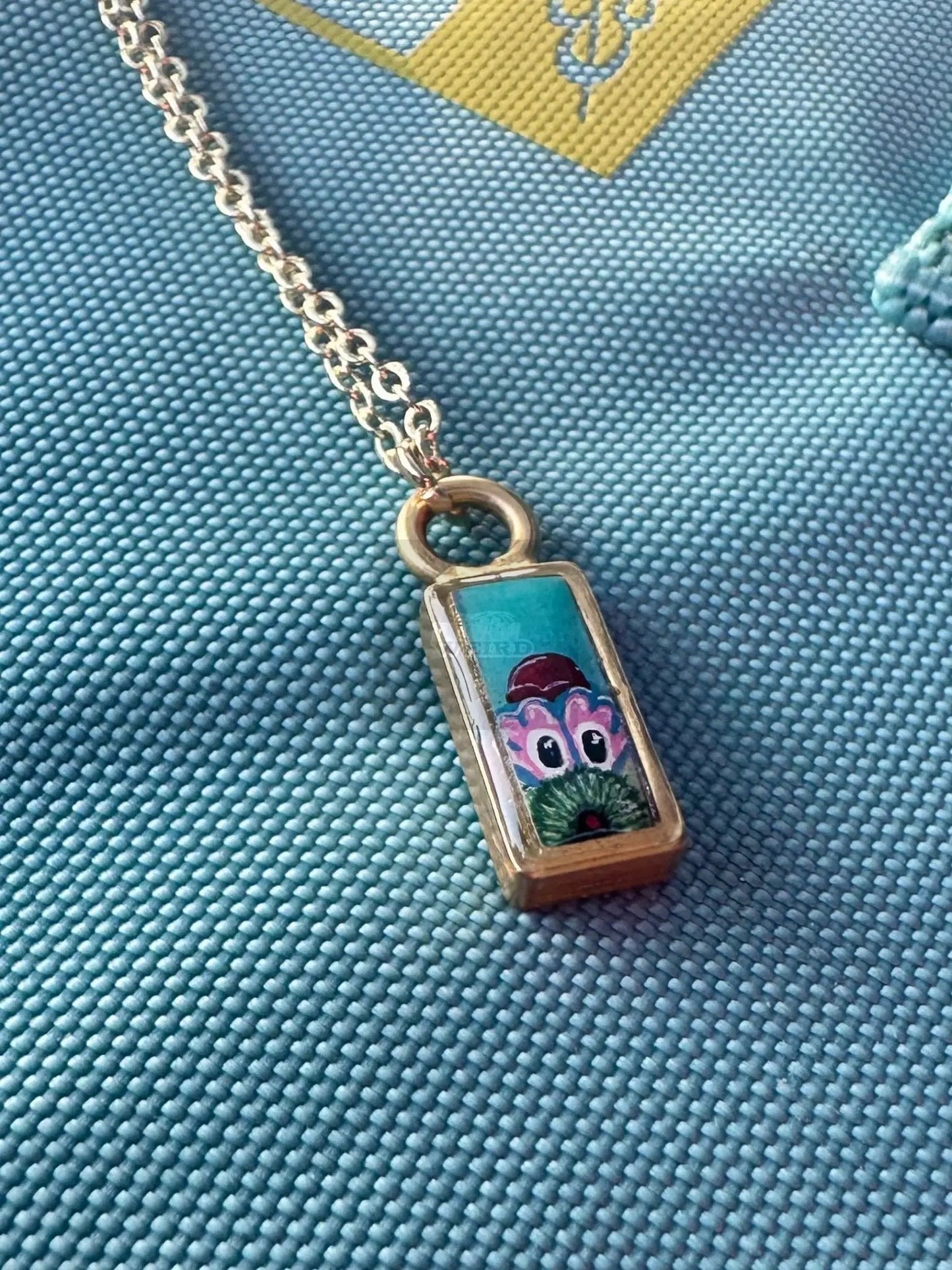 Baby Peeking Phanatic | Hand-Painted Pendant Necklace