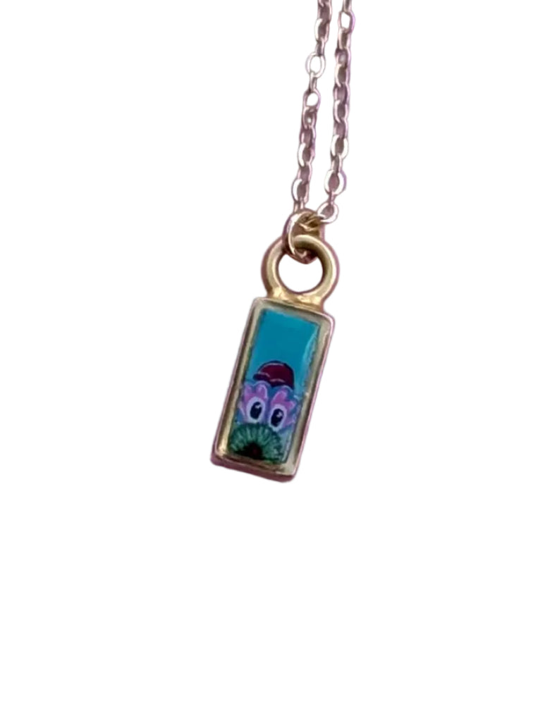 Baby Peeking Phanatic | Hand-Painted Pendant Necklace