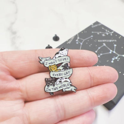 I Want to Pet Every Cat Pin – Cute Enamel Pin for Cat Lovers