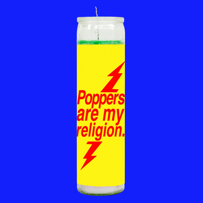 Poppers Are My Religion Rainbow Candle