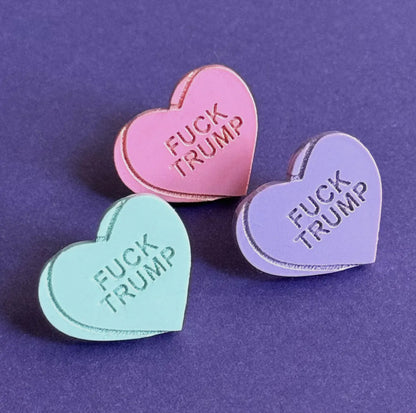 Heart Candy F*CK TRUMP Studs (Multicolor)