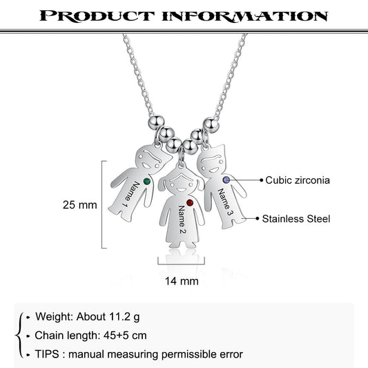 Boy Girl Pendant Name Necklace Customized Birthstone Jewelry Gift