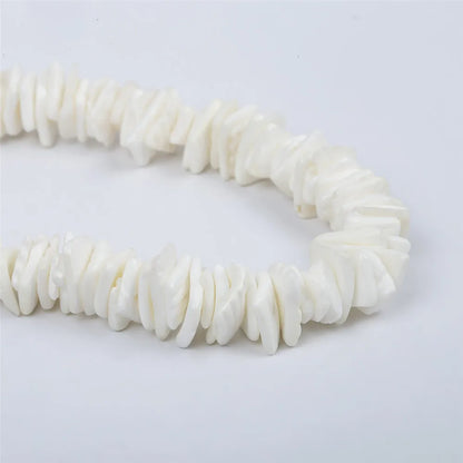 Bohemian Hawaii Puka White Clam Chips Shell Necklace