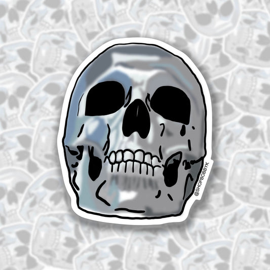 Chrome Skull Sticker