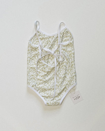 Millie One Piece Kids Swimsuit - Green Hibiscus