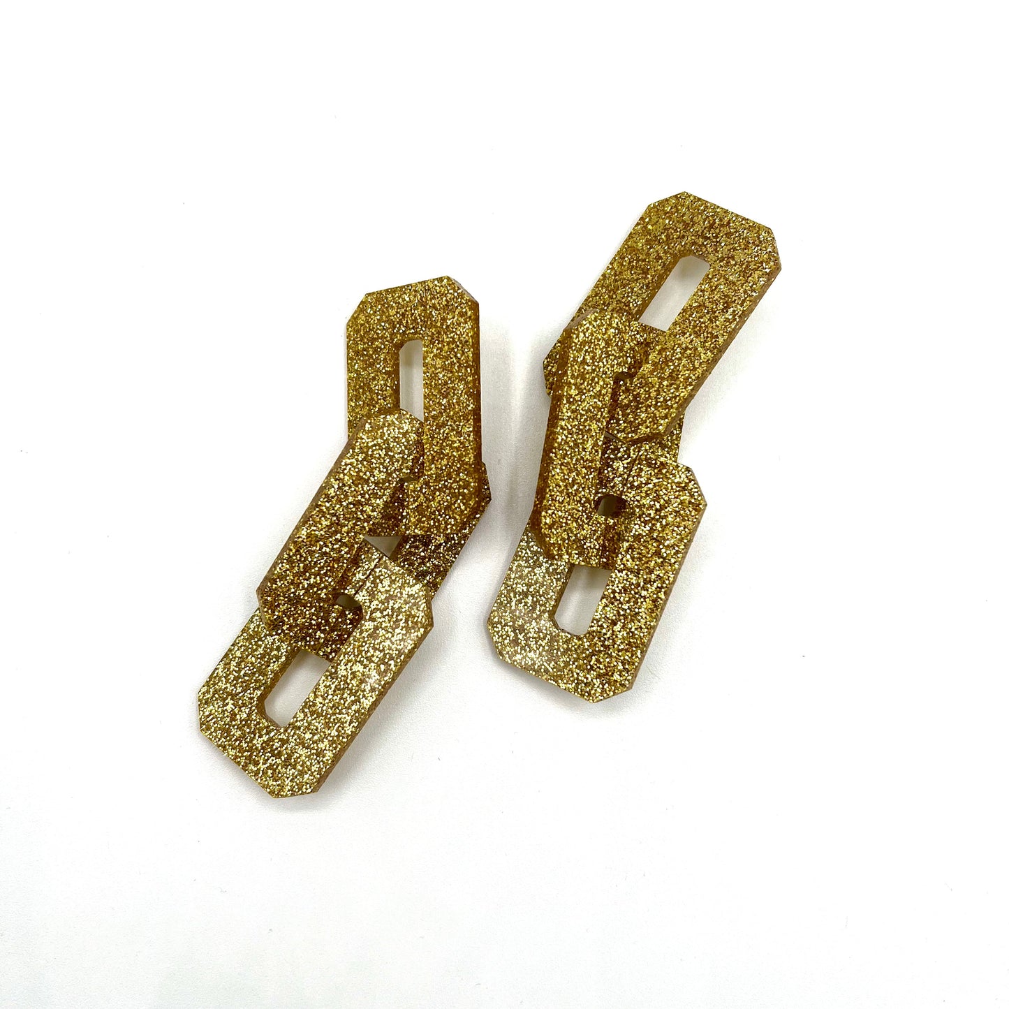 Convertible Chain Link Earrings - Gold Glitter
