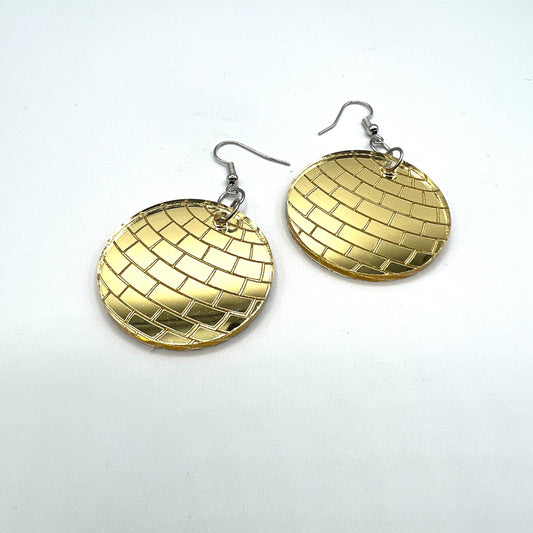 Disco Ball Earrings - Gold
