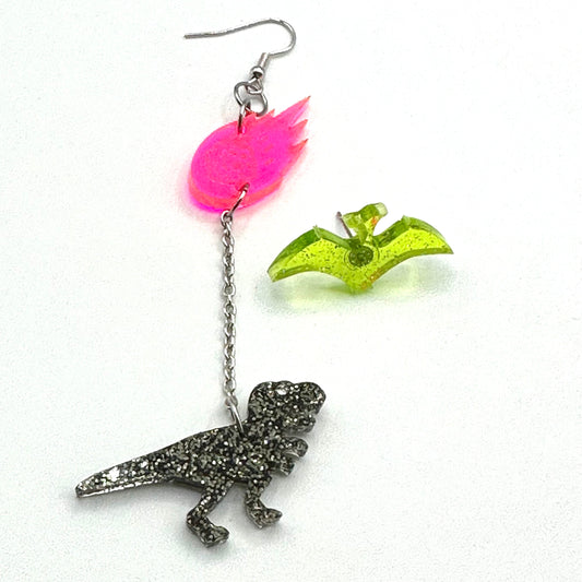 Comet Dangle Pterodactyl Earring Set
