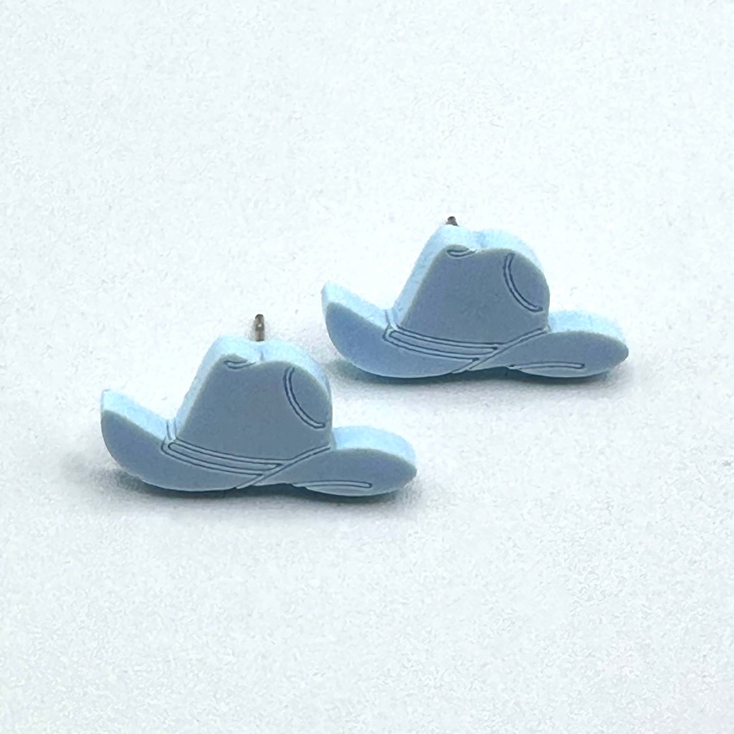 Cowboy Stud Earrings - Baby Blue