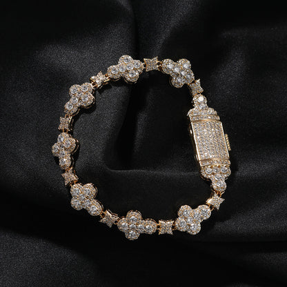 10mm cross flower star bracelet with micro-inlaid zircon