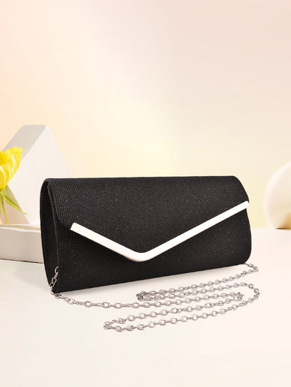 Women's three-fold bag with colorful glitter
