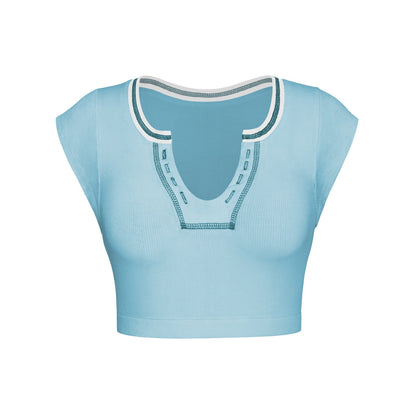 Slim Fit Ultra Short Sexy Spicy Girls Top Knitted Thread T-shirt