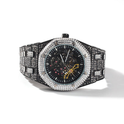 Hip Hop Full Diamond Hollow Case Mechanical Watch