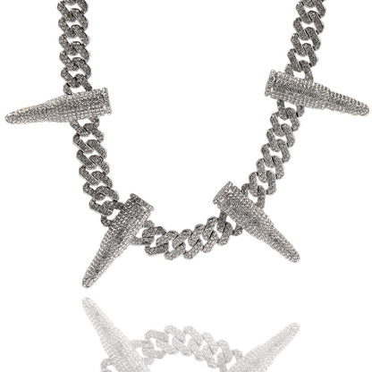 Hip-hop diamond-encrusted black panther necklace