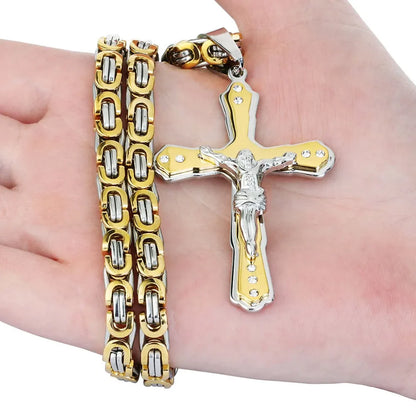 mens gold Jesus Christ Holy chain necklace