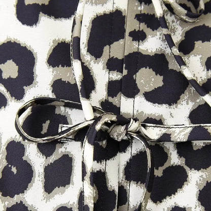 Leopard Blouse Puff Sleeve Crop Top Women's Summer Clothing