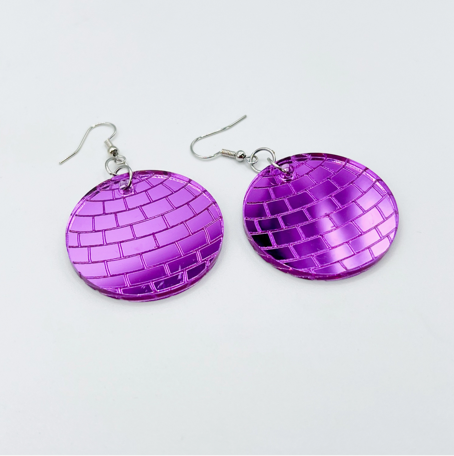 Disco Ball Earrings - Purple