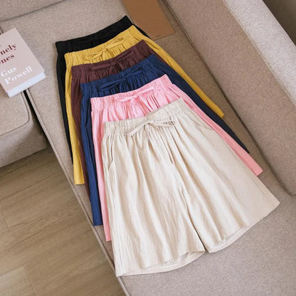 Summer Cotton Linen Loose Women's Shorts Casual Straight Short Pants Harajuku