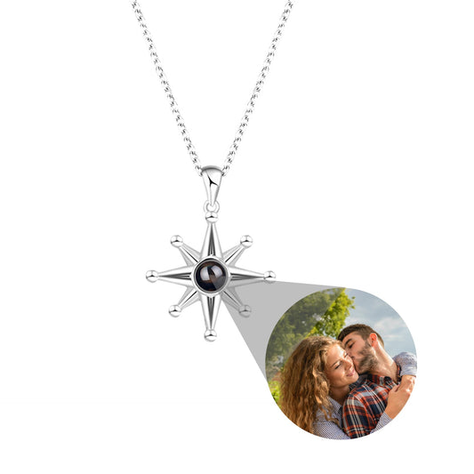 Custom Photo Necklace Flower Pendant Personalized Projection Jewelry