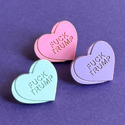Heart Candy FUCK TRUMP Studs (Multicolor)