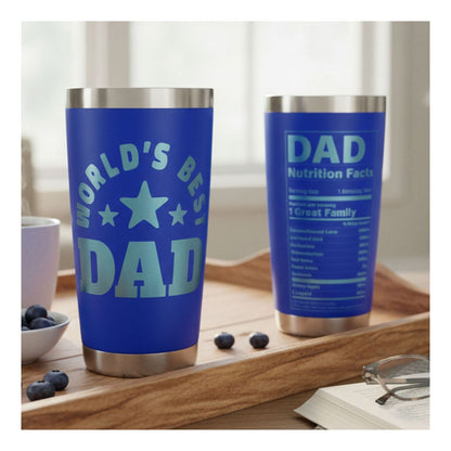 Personalized Best Dad Ever Nutrition Facts Tumbler 20oz Stainless Steel Father's Day Gift