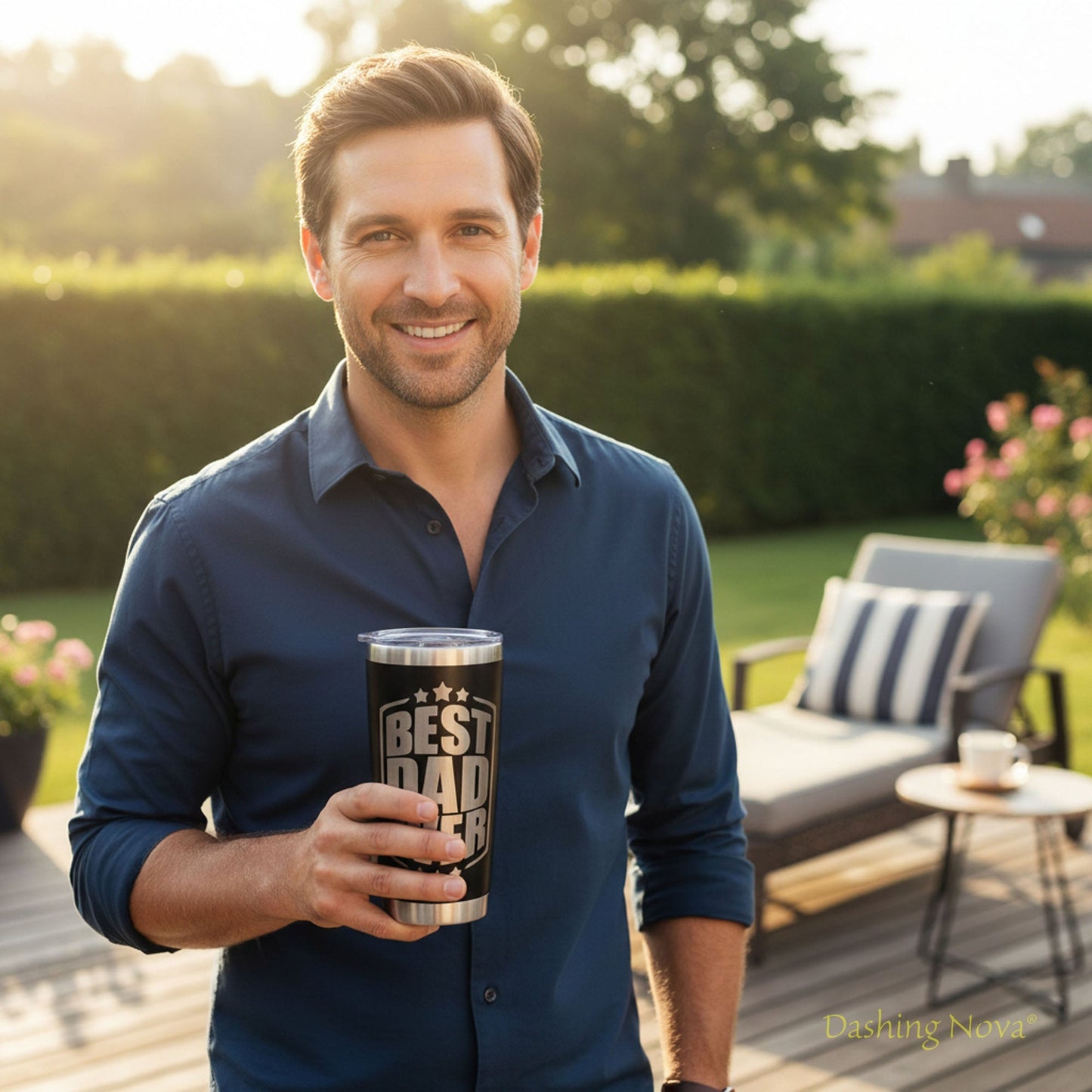 Personalized Best Dad Ever Nutrition Facts Tumbler 20oz Stainless Steel Father's Day Gift