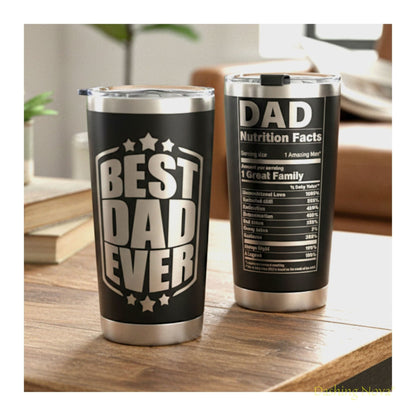 Personalized Best Dad Ever Nutrition Facts Tumbler 20oz Stainless Steel Father's Day Gift