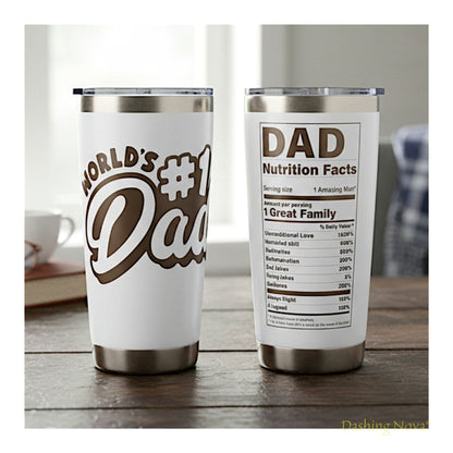 Personalized Best Dad Ever Nutrition Facts Tumbler 20oz Stainless Steel Father's Day Gift