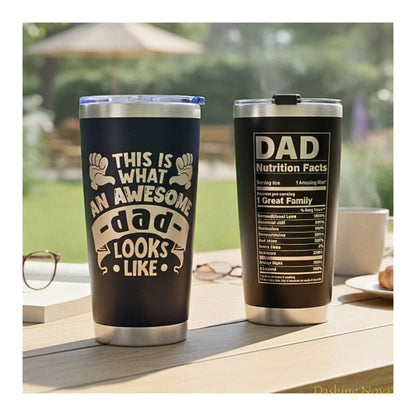 Personalized Best Dad Ever Nutrition Facts Tumbler 20oz Stainless Steel Father's Day Gift
